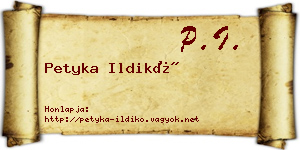 Petyka Ildikó névjegykártya